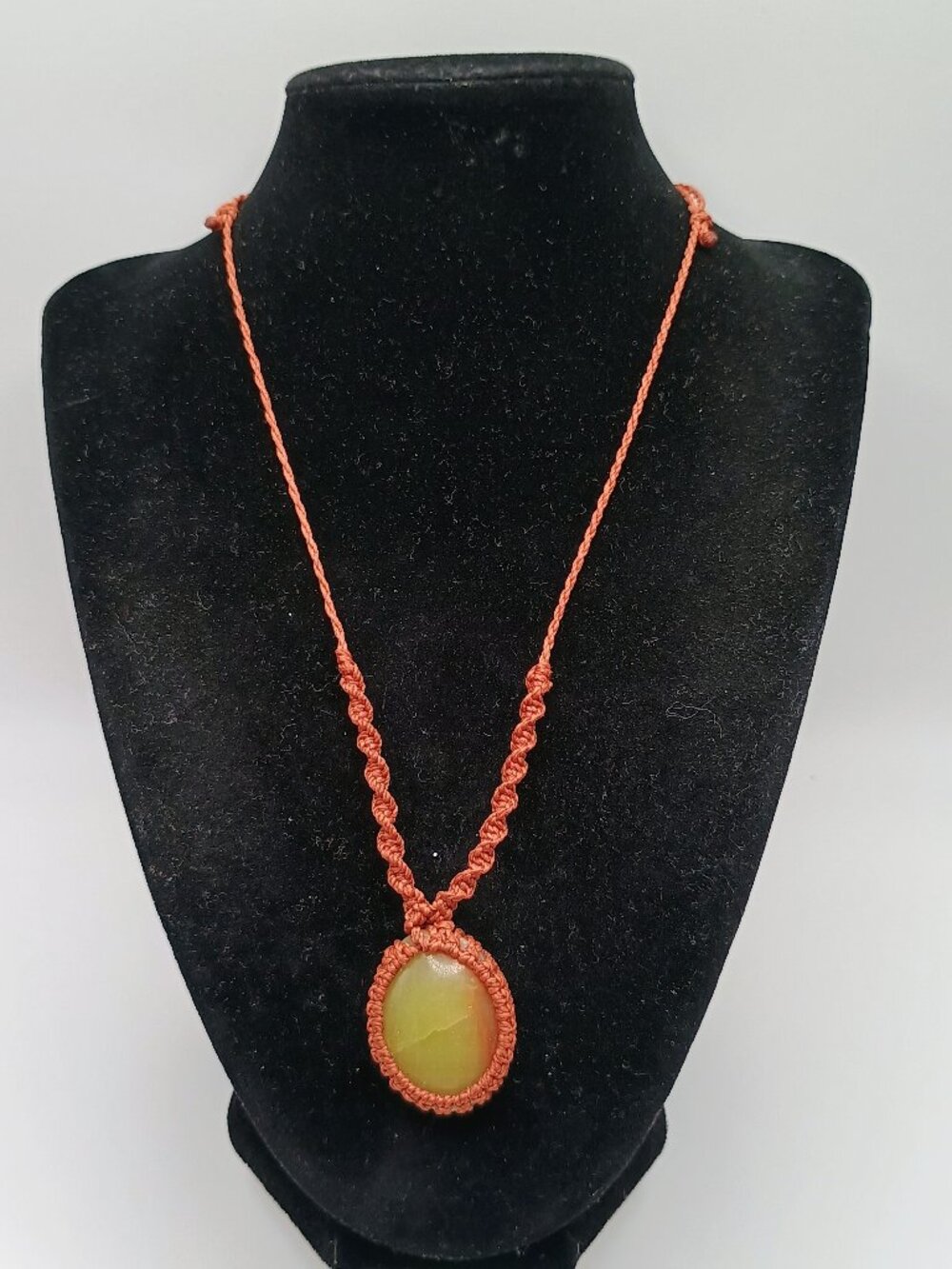 Macramé Necklace Natural Citrine Stone Spiritual Amulet Abundance
